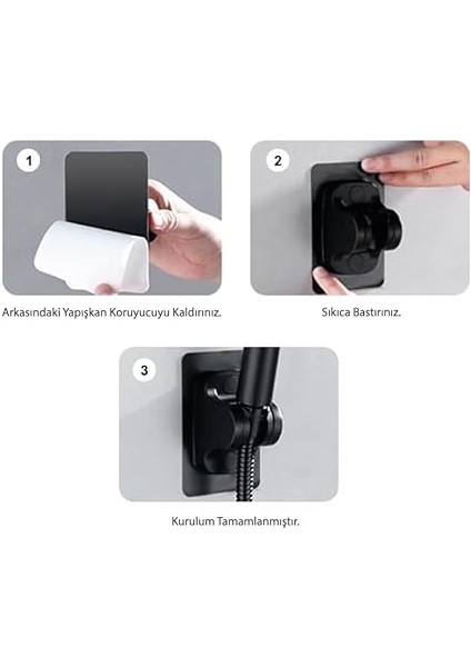 Aqua Kare Üç Fonksiyonlu Duş Başlığı, Yapışkanlı Duş Askısı ve Örgülü Duş Hortumu Seti fırsatları