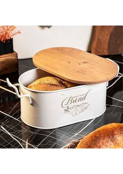 Metal Ahşap Kapaklı Tel Kulplu Metal Ekmeklik (Bread Baskılı) LN1293B modelleri