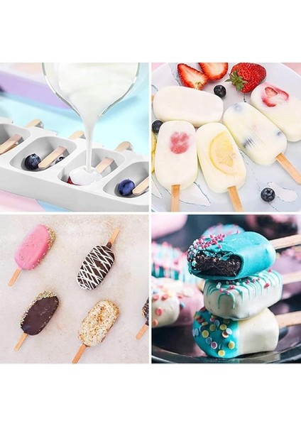 Silikon Magnum Dondurma Kalıbı 4’lü, Buzlu Dondurma Kalıbı, Ev Yapımı Tatlılar, Çikolatalı Dondurma ve Donmuş Yoğurt Için, Bpa’sız, Esnek, Gıda Dostu modelleri