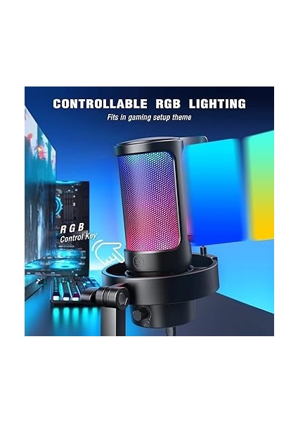 USB Mikrofon, Oyun Mikrofonu, Yayın Podcast Stüdyosu Için, Mikrofon Usbc, Ps4 Ps5 Mac Için, Rgb Kontrollü, Sessize Alma Şalteri, Kulaklık Bağlantısı, Pop Filtre fiyatları