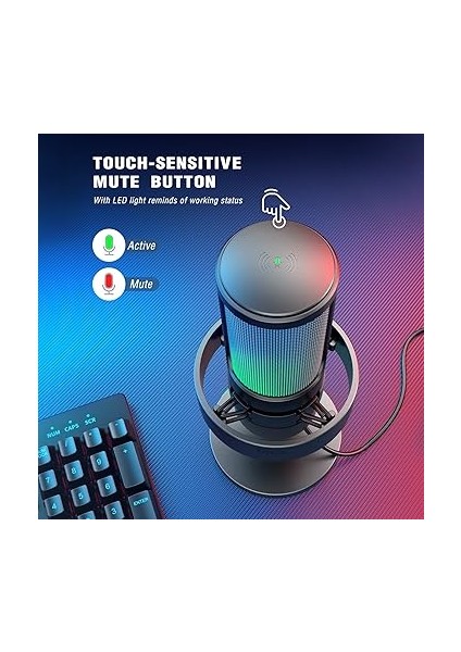 USB Mikrofon, Oyun Mikrofonu, Yayın Podcast Stüdyosu Için, Mikrofon Usbc, Ps4 Ps5 Mac Için, Rgb Kontrollü, Sessize Alma Şalteri, Kulaklık Bağlantısı, Pop Filtre modelleri