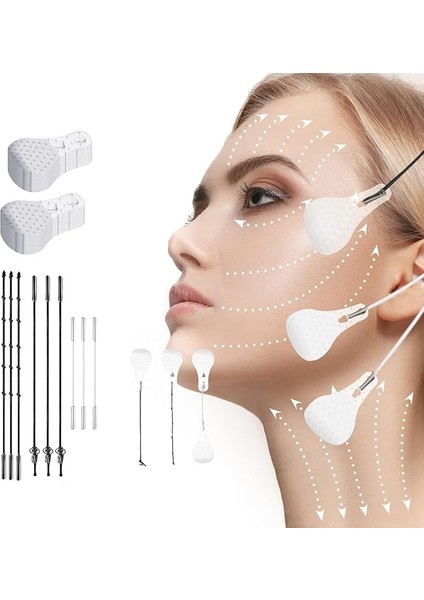 Yüz Yogası Gerdirme Bandı, Kırışıklıklar Göz Gıdı Boyun Için Gerdirme Aparatı, Elastik Yüz Gerdirme (40 Adet)