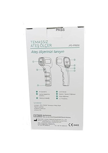 Net Medikal Temassız Ateş Ölçer Kızıl Ötesi ve Alından Termometre JPD-FR202 Turkuaz fırsatları