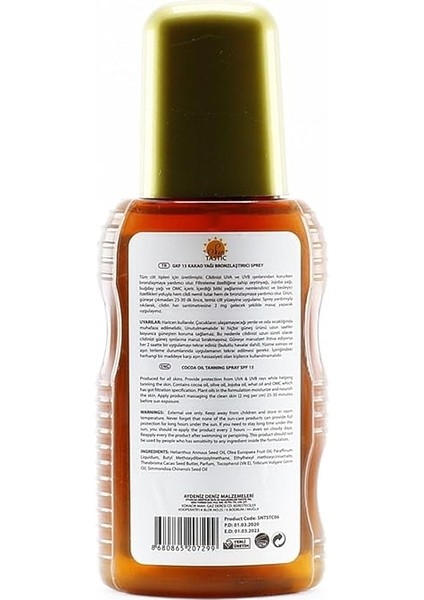 Bronzlaştırıcı Kakao Yağı Sprey Spf 15 150 ml modelleri