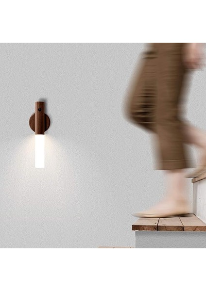 Pille Çalışan Duvar Lambası, Hareket Sensörlü, Kablosuz, Pilli, Ahşap Duvar Lambası, Iç LED USB Şarj Edilebilir, Gece Lambası, Mıknatıslı Dolap Aydınlatması, Hareket Sensörü, Merdiven Lambası, indirimleri