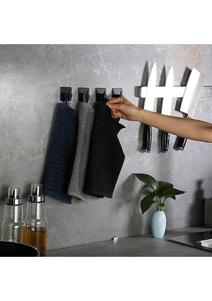 Kendinden Yapışkanlı Askılık - 5'li Paket, Ağır Hizmet, Duvar Kancaları, Su Geçirmez Paslanmaz Çelik Askılıklar Ceket, Havlu, Bornoz Askılık Duvara Montaj, Banyo Mutfak Garaj Ev Otel Ofis Dolabı ve Yatak Odası Askıları 3m Bantlı, Mat Siyah 01 fırsatları