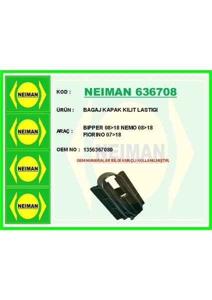 BAGAJ KAPAK KILIT LASTIGI BIPPER 2008-2018 NEMO 2008-2018 FIORINO 2007-2018 1356367080