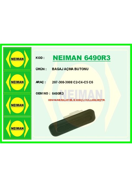 BAGAJ AÇMA BUTONU 207-308-3008 C2-C4-C5 C6 6490R3