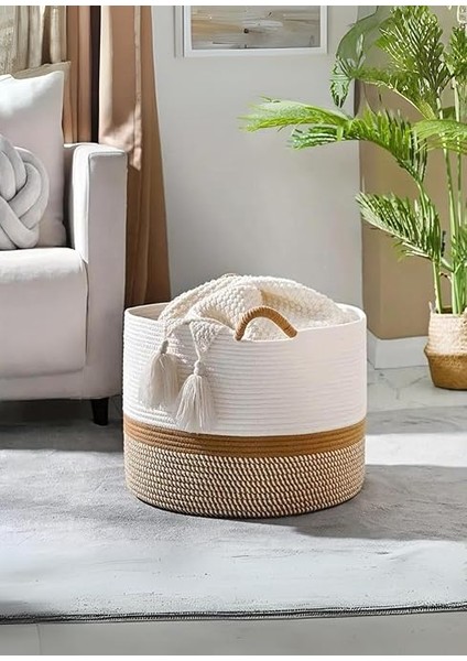 Rustic Retreat Jüt Kapaklı Moderin Tssarım Geniş Hacim Kapasiteli Çamaşır Oyuncak Havlu Battaniye Giyisi Sepeti Zarif ve Estetik Tasarım Depolayıcı Organizer Y (Jüt_beyazkırçıl) modelleri