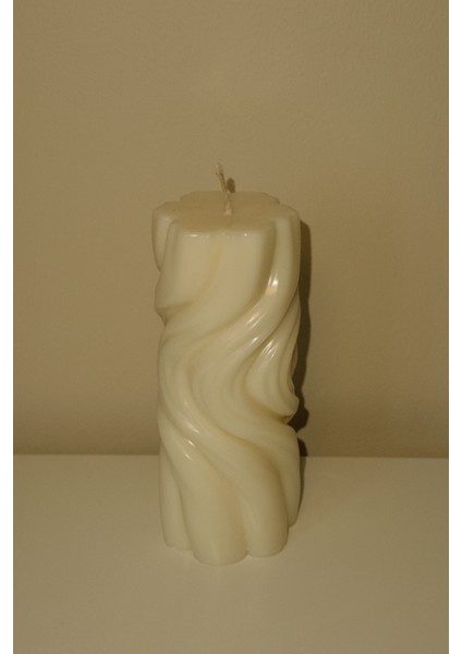 El Yapımı Vegan Soya Mum (Krem) | Spiral Burgu Dekoratif Mum