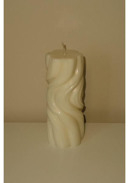El Yapımı Vegan Soya Mum (Krem) | Spiral Burgu Dekoratif Mum fiyatları