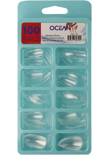 Trıco Ocean Takma Tırnak 100'LÜ Kutulu Badem Protez Tırnak - 132