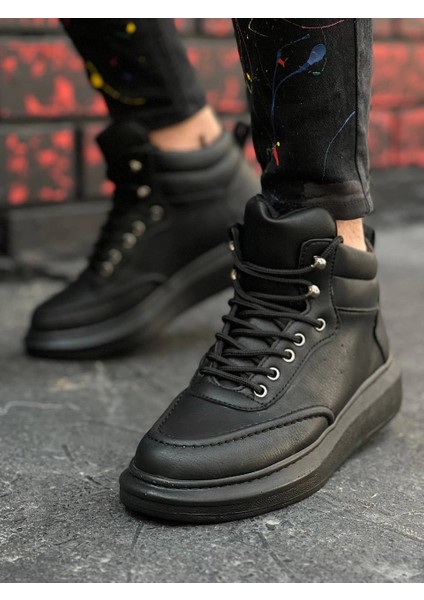 KB-0994 Kuback Siyah Cilt Siyah Yüksek Taban Erkek Bilek Bot modelleri