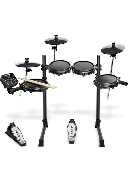 Turbo Mesh Kit - Elektronik Davul Seti, Dijital Bateri, Yeni Başlayanlar Için Sessiz 8 Inç Izgara Pedler, Dersler, 100+ Ses, Bateri Bagetleri ve Bağlantı Kabloları ile