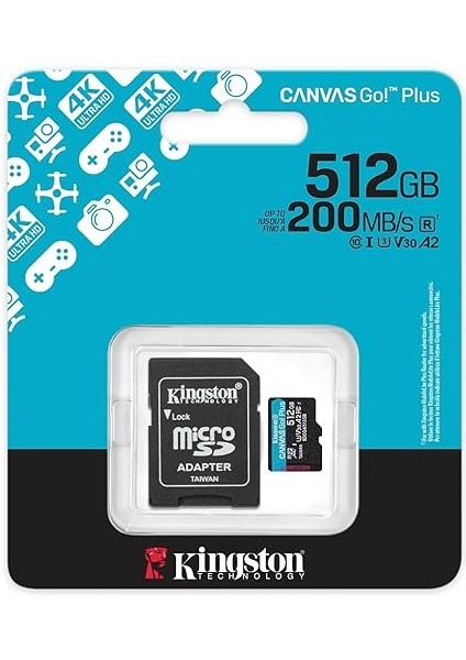 512GB Canvas Go Plus Microsd Card | Up To 200MB/S | Class 10, Uhs-I, U3, V30, A2 | SDCG4/512GB modelleri