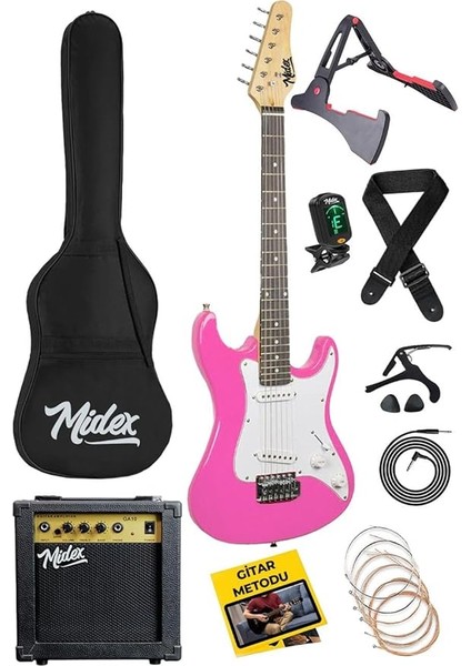 CEG-36PK 8-12 Yaş Çocuklar Için Amfili Full 3/4 36 Inç Elektro Gitar Seti Pembe