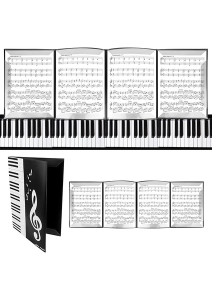 Nota Klasörü, 6 Taraflı, Nota Sayfaları Için, A4 Nota Klasörü, Siyah, Su Geçirmez, Müzik Klasörü, Müzisyenler Için Katlanabilir Klasör, Koro Klasörü