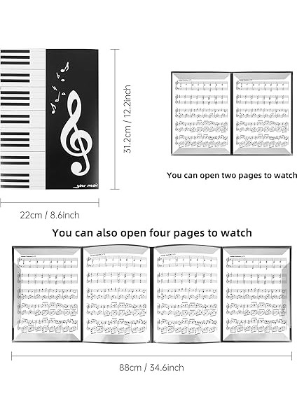 Nota Klasörü, 6 Taraflı, Nota Sayfaları Için, A4 Nota Klasörü, Siyah, Su Geçirmez, Müzik Klasörü, Müzisyenler Için Katlanabilir Klasör, Koro Klasörü fiyatları