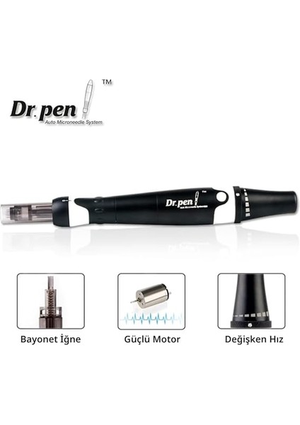 Pen Ultima A7 Microneedling Kalem - 18000 Rpm En Güçlü Kablolu Model - Profesyonel Derma Otomatik Kalem - Yüz ve Vücut Için En Iyi Cilt Bakım Alet Seti - 6 Adet 12 Pinli Kartuş modelleri