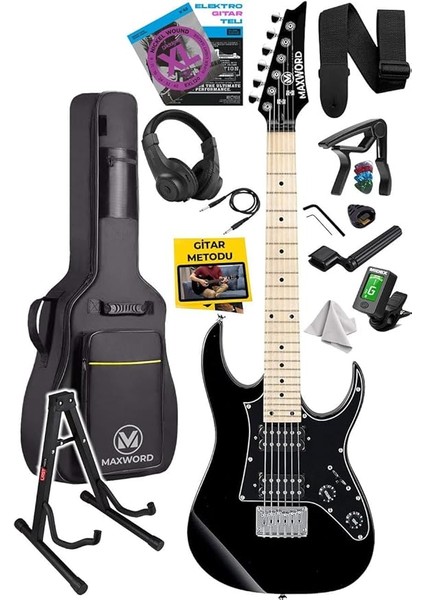 DE-150BK-ST Maple Klavye Hh Manyetik Yüksek Kaliteli Elektro Gitar Seti