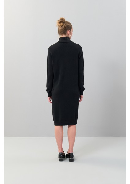 Balıkçı Yaka Triko Elbise Siyah K2471016_001