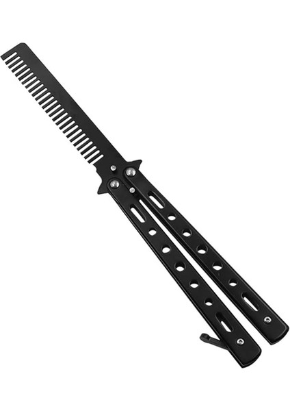 Kelebek Tarak, 1 Adet Kelebek Tarak, Paslanmaz Çelik, Katlanabilir, Cep Tarağı, Ilkbahar Saç Tarağı, Saç Tarağı, Kuaför Tarağı, Saç Şekillendirme Aksesuarı (Siyah)