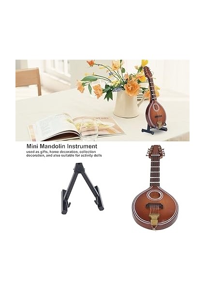 Mini Mandolin Enstrümanı Modeli, Mandolin Modeli, 8 Telli, El Yapımı, Standlı, Minyatür Müzik Aleti Hediyeler, Ev Dekorasyonu modelleri