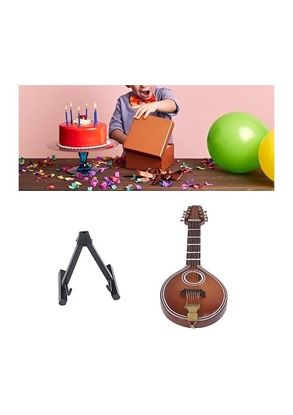 Mini Mandolin Enstrümanı Modeli, Mandolin Modeli, 8 Telli, El Yapımı, Standlı, Minyatür Müzik Aleti Hediyeler, Ev Dekorasyonu fırsatları