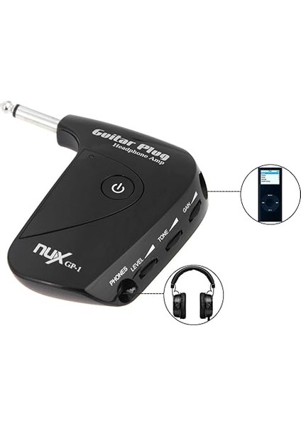 Nux Gp-1 Elektrik Gitar Fişi Mini Kulaklık Amfisi Dahili Distorsiyon Efekti Kompakt Taşınabilir modelleri