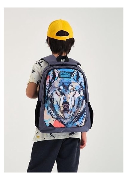 High Siyah Kurt Desenli Ilkokul ve Ortaokul Sırt Çantası Üç Bölmeli Erkek Çocuk fiyatları