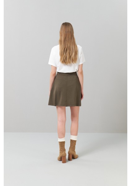 Örme Mini Etek Haki K2425006_023