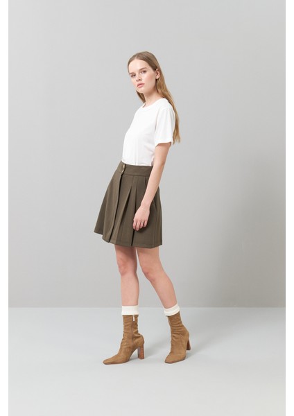 Örme Mini Etek Haki K2425006_023