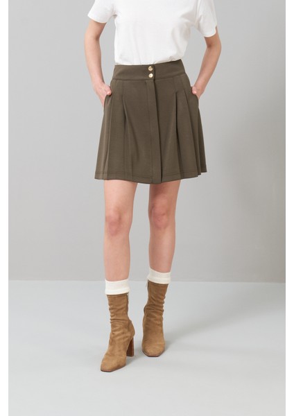 Örme Mini Etek Haki K2425006_023
