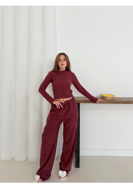 Balıkçı Yaka Örme Takım Bordo ST265865 fırsatları