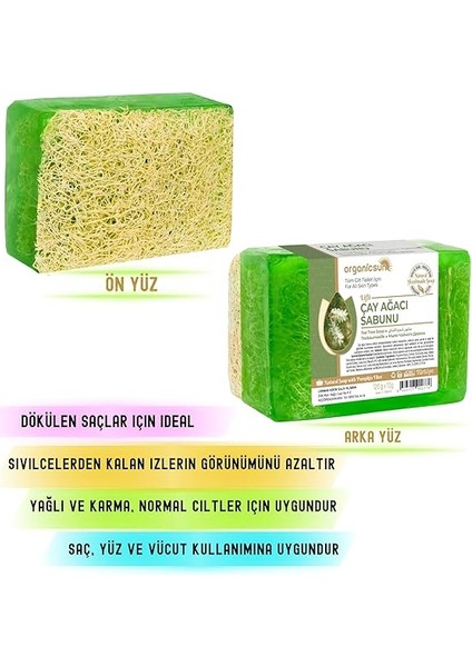 Doğal Kabak Lifli Çay Ağacı Sabunu 120 gr x 3 Adet Tüm Cilt Tipleri Için Sivilce ve Siyah Nokta Karşıtı fırsatları
