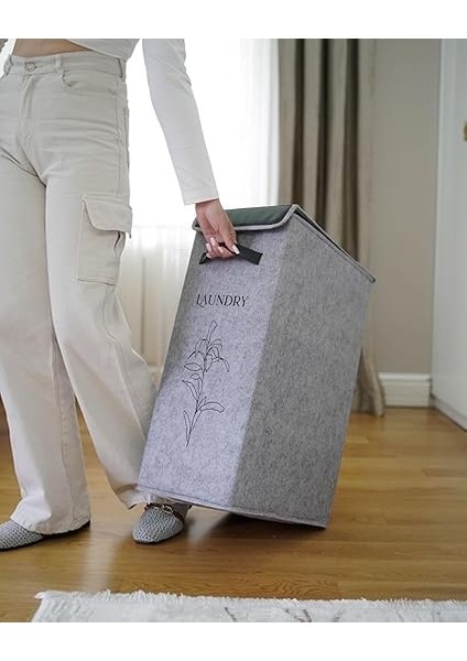 Kirli Çamaşır Sepeti Büyük Küçük Seçenekli Katlanır Sepet Banyo Selesi Çok Amaçlı Keçe Kutu Oyuncak Sepeti (Tek Bölmeli: 60X40X25CM) modelleri