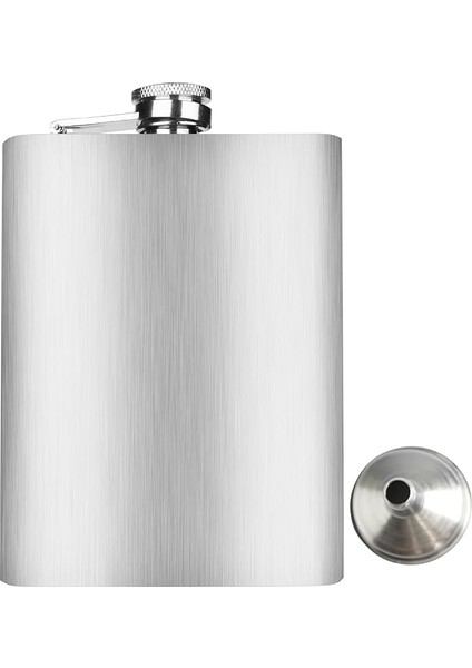 8 Oz 235 cc Cep Tipi Vidalı Kapak Çelik Konyak Viski Içki Matarası (Huni Dahil)