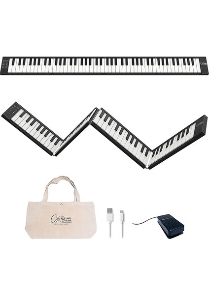 88 Anahtar Siyah Taşınabilir Katlanır Dijital Piyano Blackstar USB Mıdı Denetleyicisi ile Şarj Edilebilir Pil