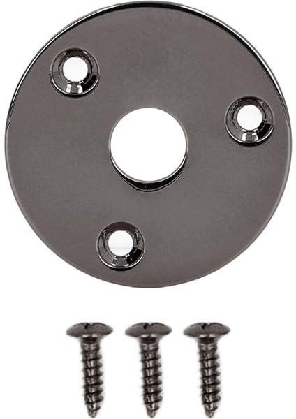 Gitar Jack Soket Plakası, Yuvarlak Metal Giriş Çıkış Kapağı Bas Için Yedek Donanım, Montaj Vidaları Dahil, GT32 Siyah