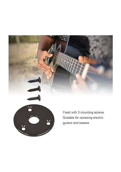 Gitar Jack Soket Plakası, Yuvarlak Metal Giriş Çıkış Kapağı Bas Için Yedek Donanım, Montaj Vidaları Dahil, GT32 Siyah fiyatları