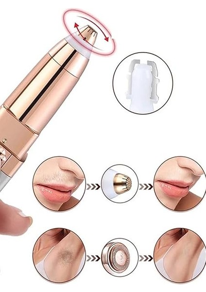 Luxury 2 Başlıklı Şarjlı Işıklı Kaş Bıyık Alma Vücut Kadın Tüy Epilasyon Aleti ve Mini Parfüm Şişesi modelleri
