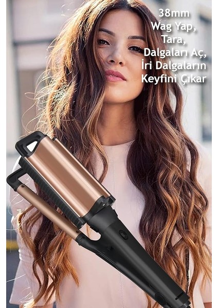 2in1 Wag Maşa (2 Ayarlı Döner Başlıklı 16MM Ince Bukle & 38MM Iri Dalga) modelleri