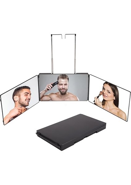 360 Derece 3 Yön Kişisel Saç Sakal Kesimi Berber Aynası - Teleskopik Duvar Askısı - Katlanabilir Tasarım - Makyaj, Sakal Saç Tasarımı, Kişisel Bakım Aynası indirimleri