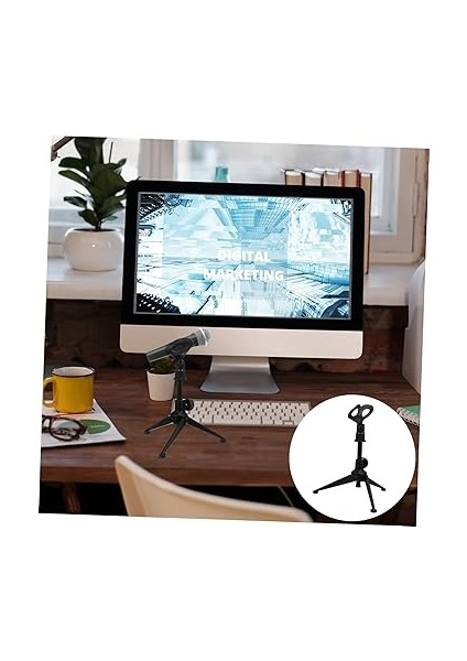 Stüdyo Kullanımı Için Döndürülebilir Mikrofon Braketli Sağlam Metal Tripod Standı Siyah fırsatları