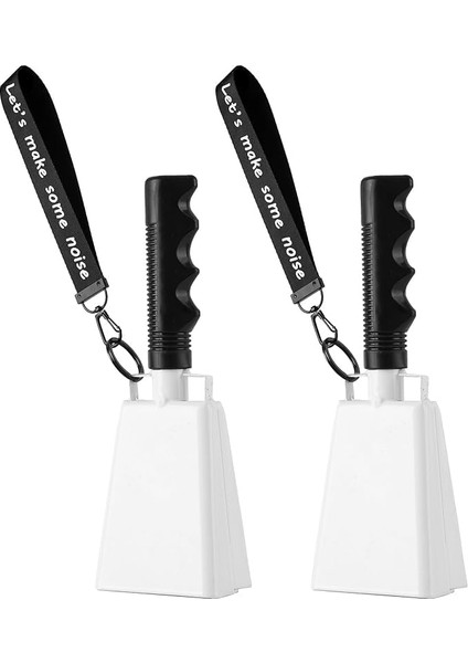 Çanları Saplı Gürültü Yapıcılar: Cowbells El Perküsyonu, Spor Etkinlikleri Için Bilek Kayışı - 2 Adet 2 Adet 20,8 cm Büyük Yüksek Sesle Tezahürat Zili Futbol Oyunları Mezuniyet Için (Beyaz)