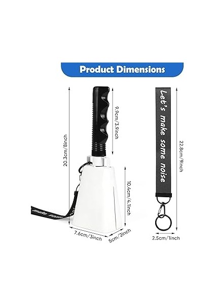 Çanları Saplı Gürültü Yapıcılar: Cowbells El Perküsyonu, Spor Etkinlikleri Için Bilek Kayışı - 2 Adet 2 Adet 20,8 cm Büyük Yüksek Sesle Tezahürat Zili Futbol Oyunları Mezuniyet Için (Beyaz) fiyatları