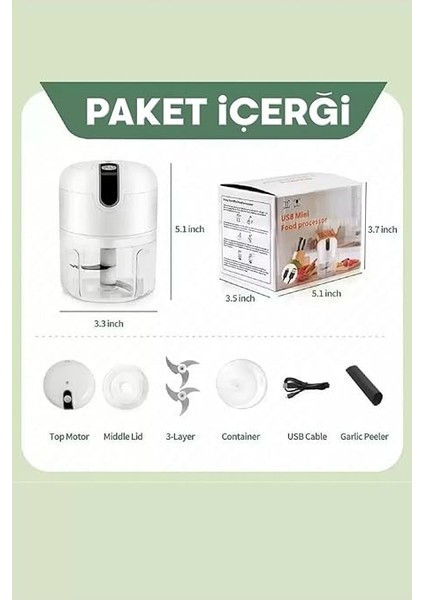 Nesil Şarjlı Sarımsak Rondosu 3 Bıçaklı Pratik Mini El Rondosu Mini Rondo fiyatları