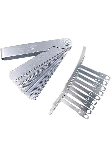 9 Adet Balenli Radyal Ölçer Luthier Aletleri 32 Bıçaklı Hissi Ölçer Çift Işaretli Metrik ve Imparatorluk Boşluk Ölçme Cetveli Gitar Bas Için Alet modelleri