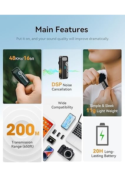 Hollyland Lark M1 Kablosuz Yaka Mikrofonu, Aktif Gürültü Azaltma, 200 M Menzil, 8 Saat Pil Ömrü, Ultra Mini Taşınabilir, Kablosuz Takmalı Mikrofon, Dslr Kamera, Iphone, Android Pc Için (Siyah) fiyatları