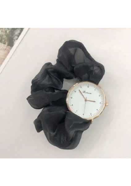 Siyah Saç Bandı Kordonlu Saat